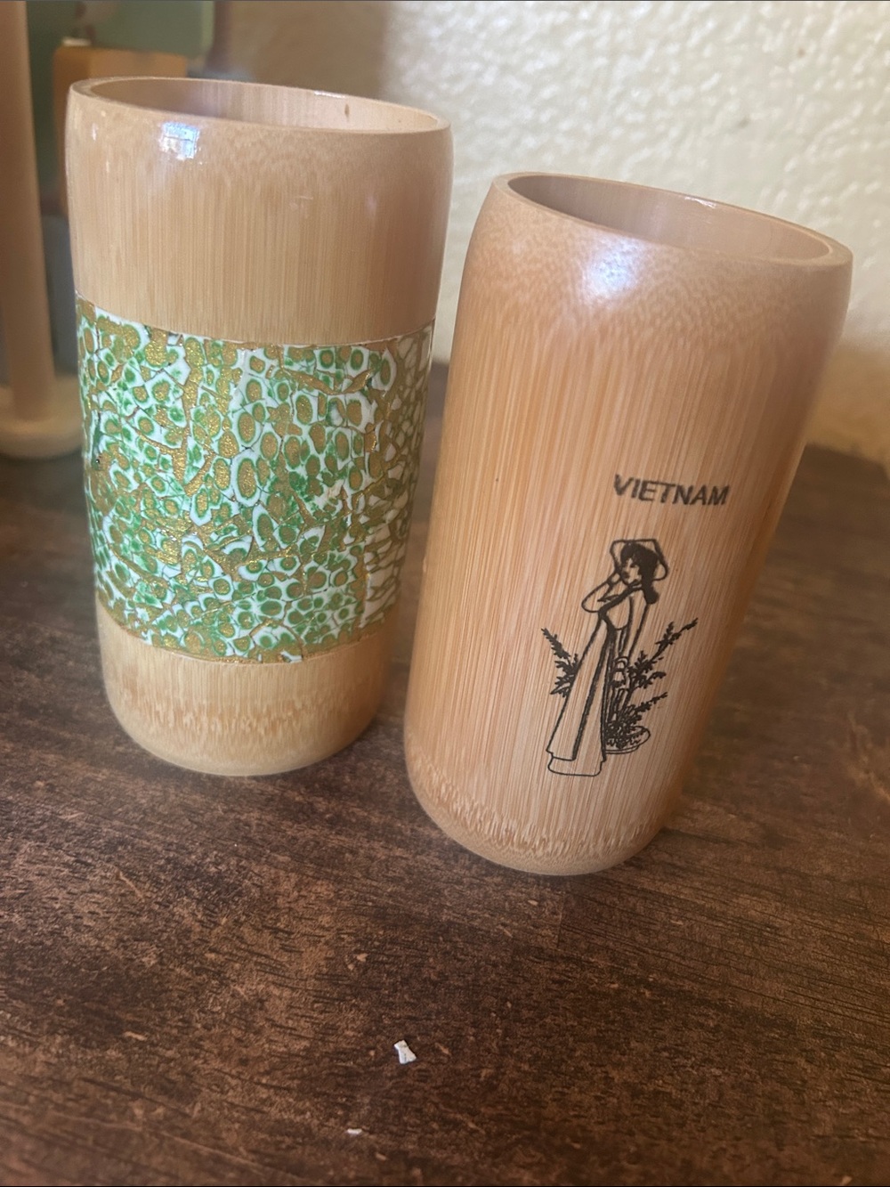 Bamboo Decorative Vase with Green Pattern
